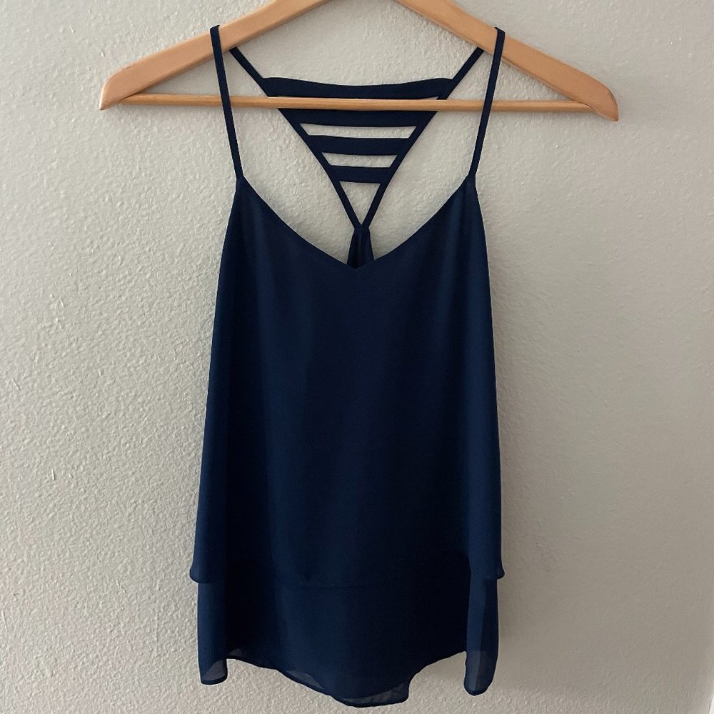 Navy Blue Naked Zebra Triangle Back Tank size Medium